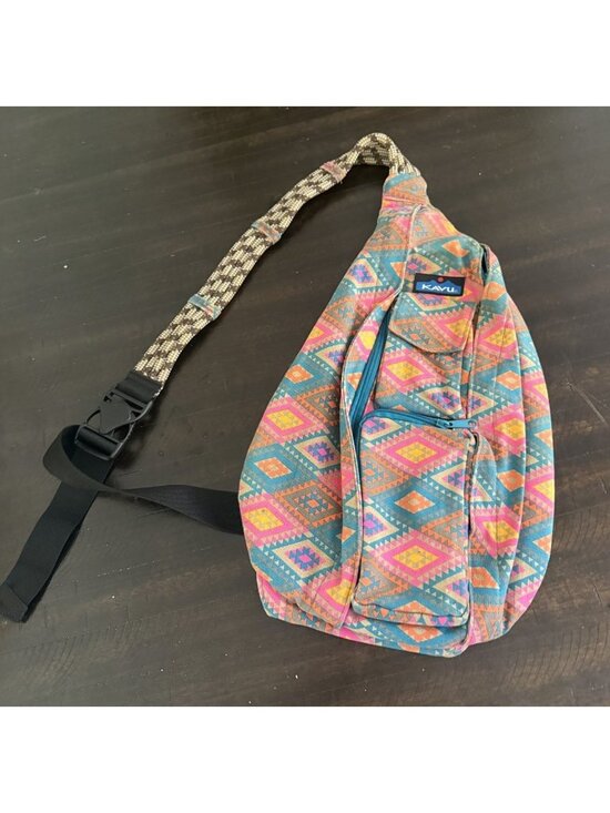 Kavu Handbags - KAVU Aztec Sling Bag Crossbody Backpack Multicolor Rope Shoulder Strap Adjustabl
